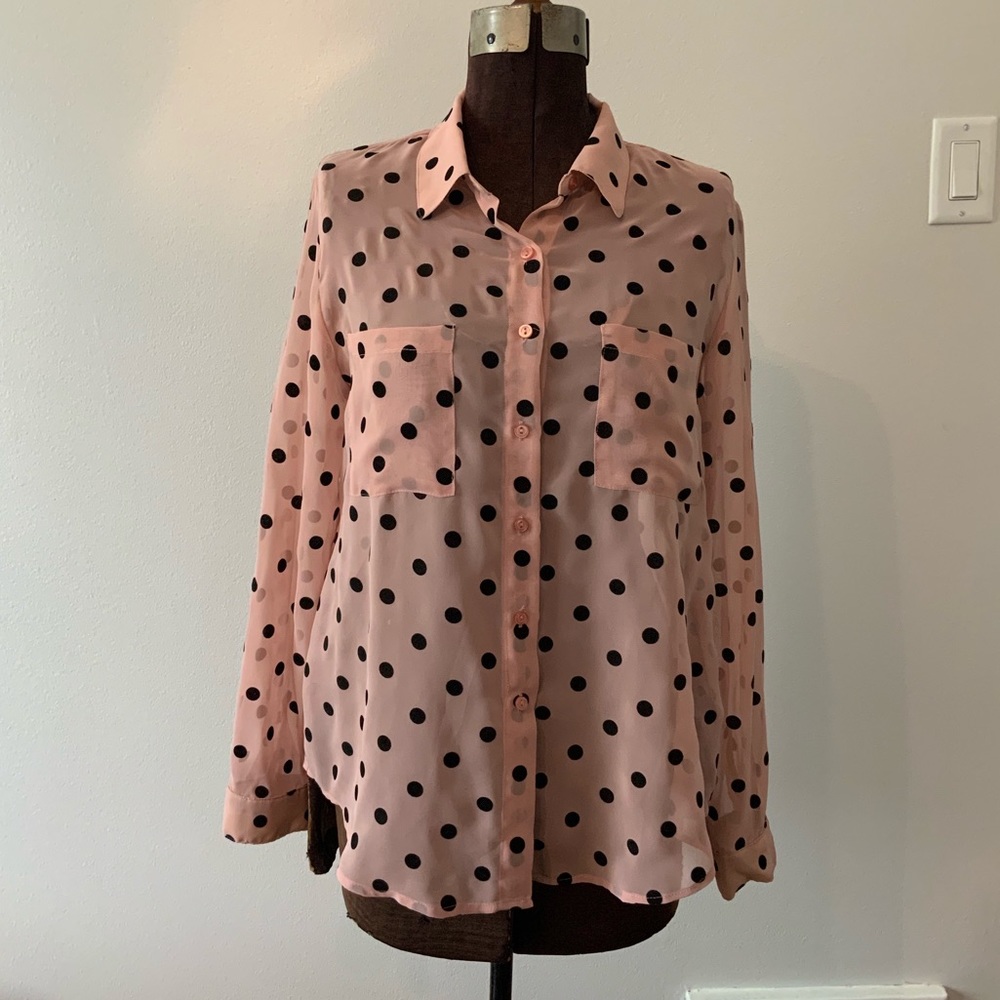 Polka Dot Sheer Pink American Apparel Blouse